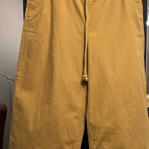 Beige Cotton Wide-Leg Pants – Size Medium